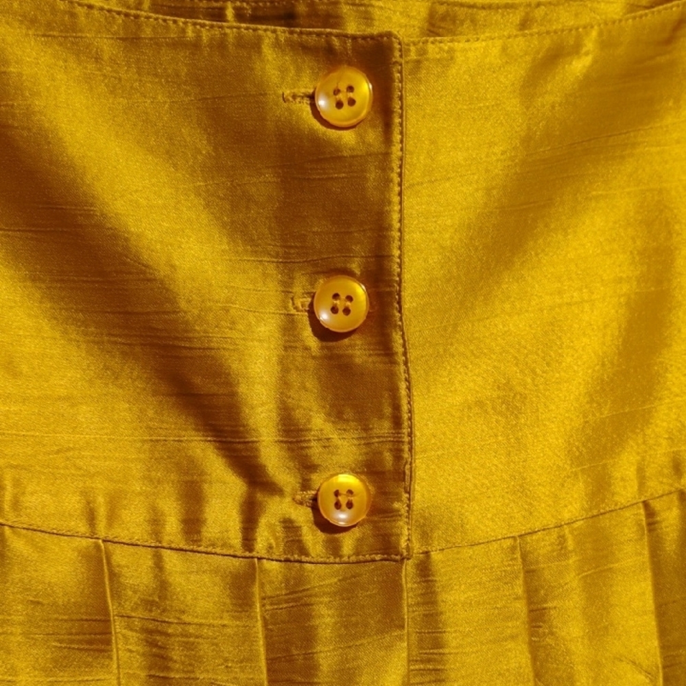SALE! RARE! Jac Dale Gold Pleated Vintage Midi Skirt - Picture 6 of 10